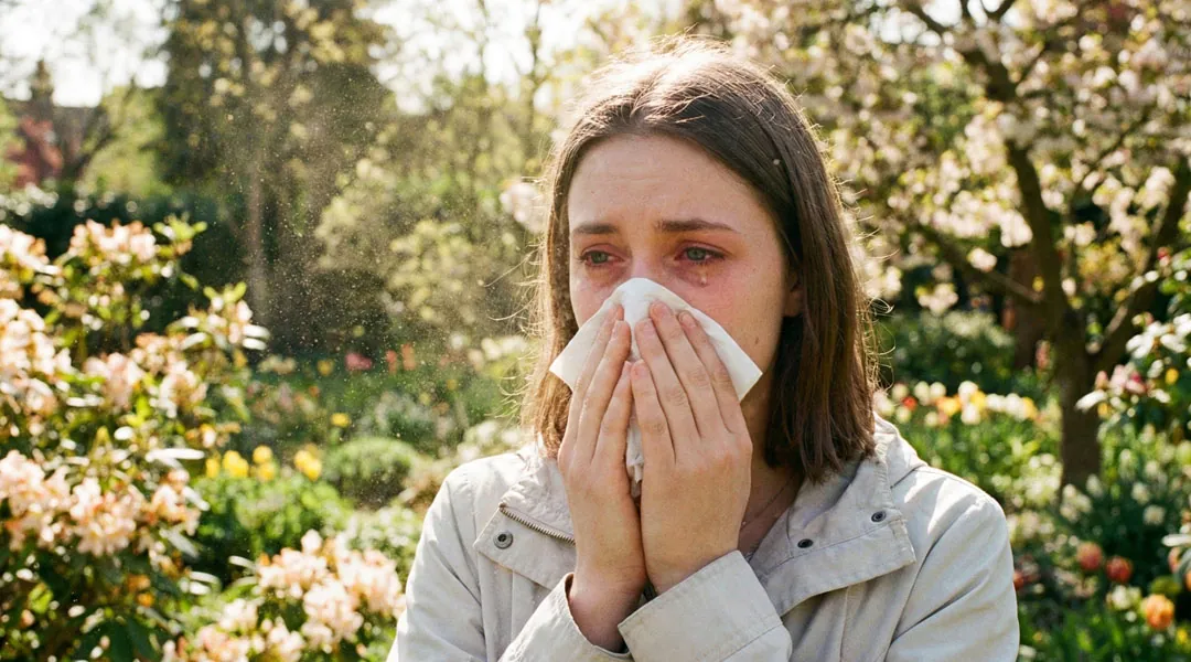 Alergia por polen en un jardín