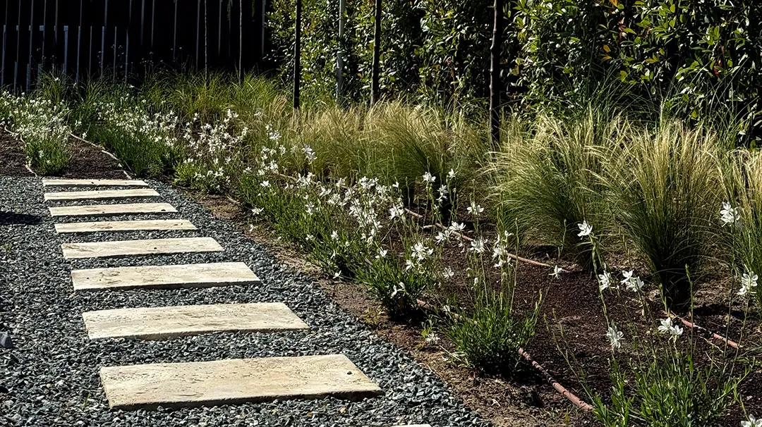 Jardín en plena floración en primavera